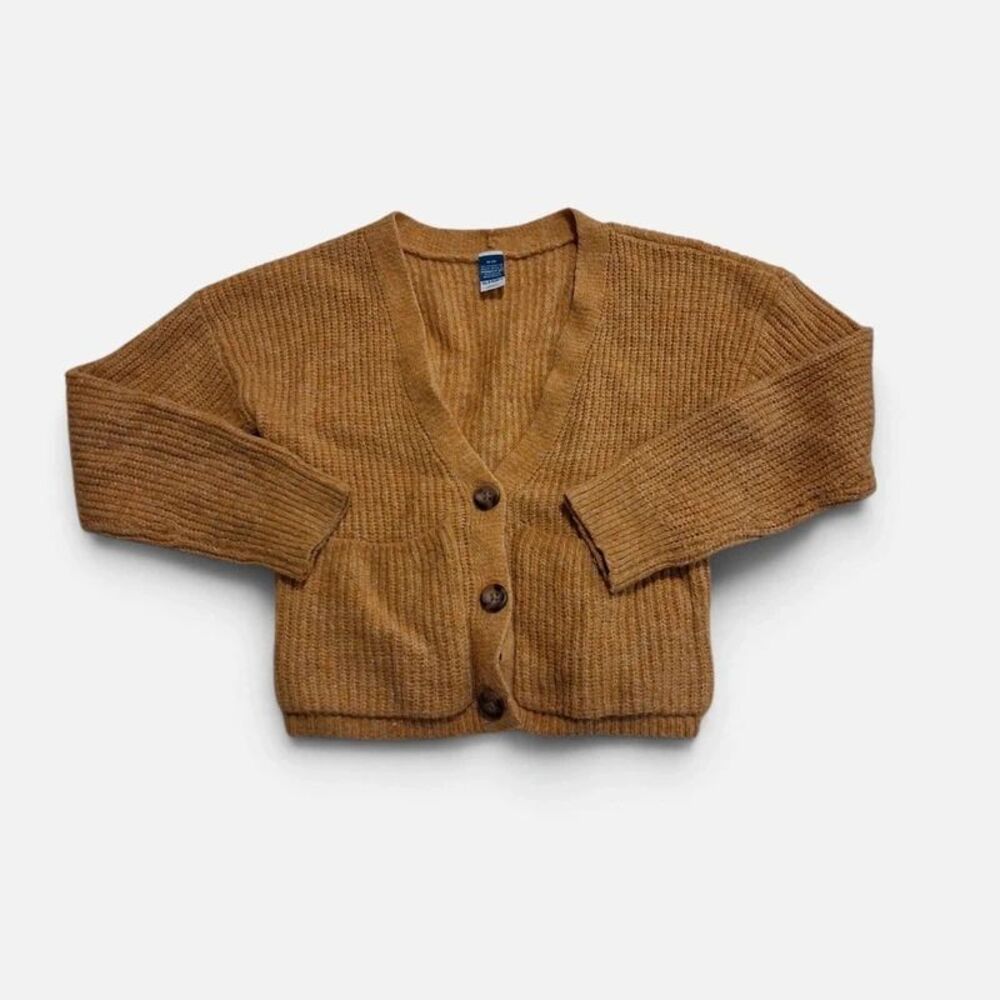 Old Navy Girls Mustard Knit V-Neck Cardigan 8